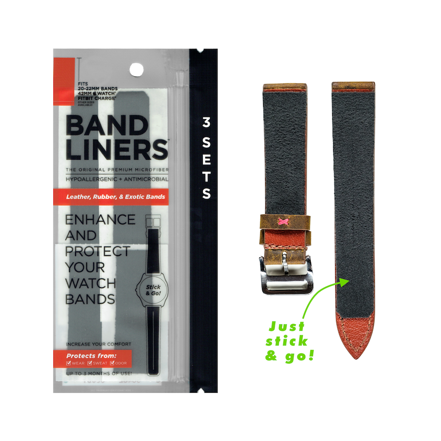 20-22MM BANDLINERS - 3 Sets - Fits Strap & Buckle, 42MM/44MM Apple Watch, Fitbit Charge